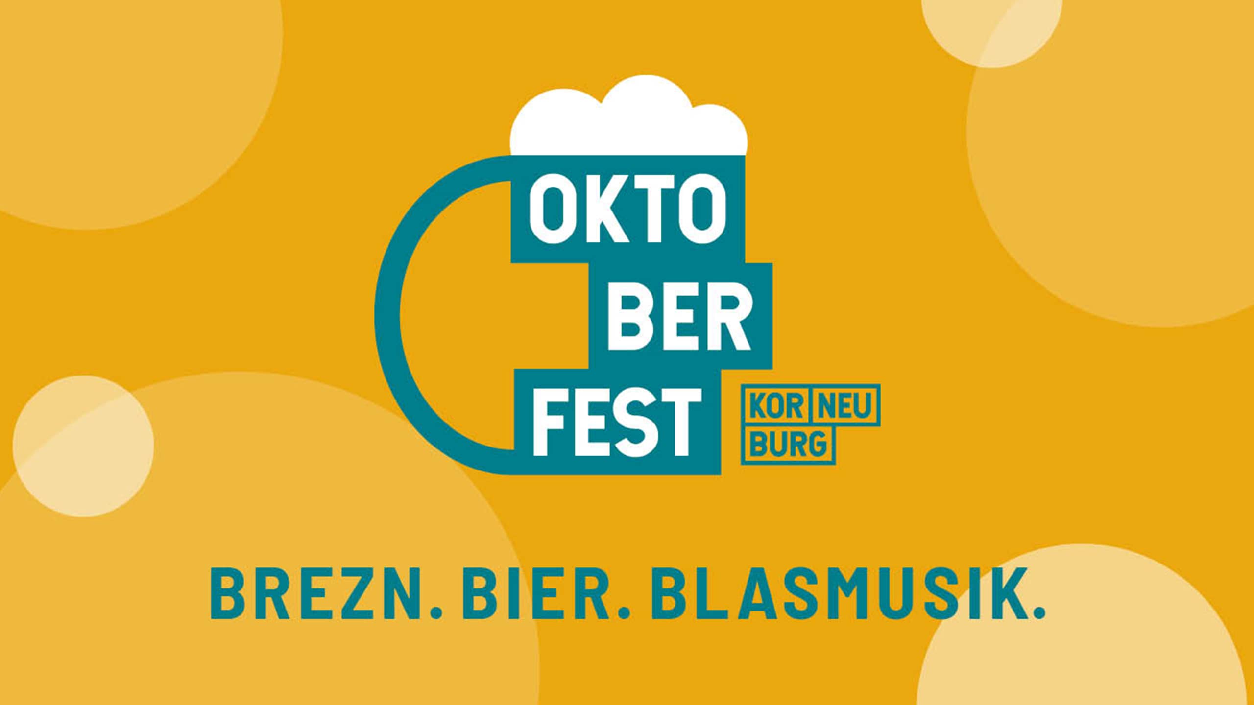 Oktoberfest-Kampagne Korneuburg mit moderner Bierkrug-Grafik – Stadtidentität mit Augenzwinkern und Wiedererkennungswert.