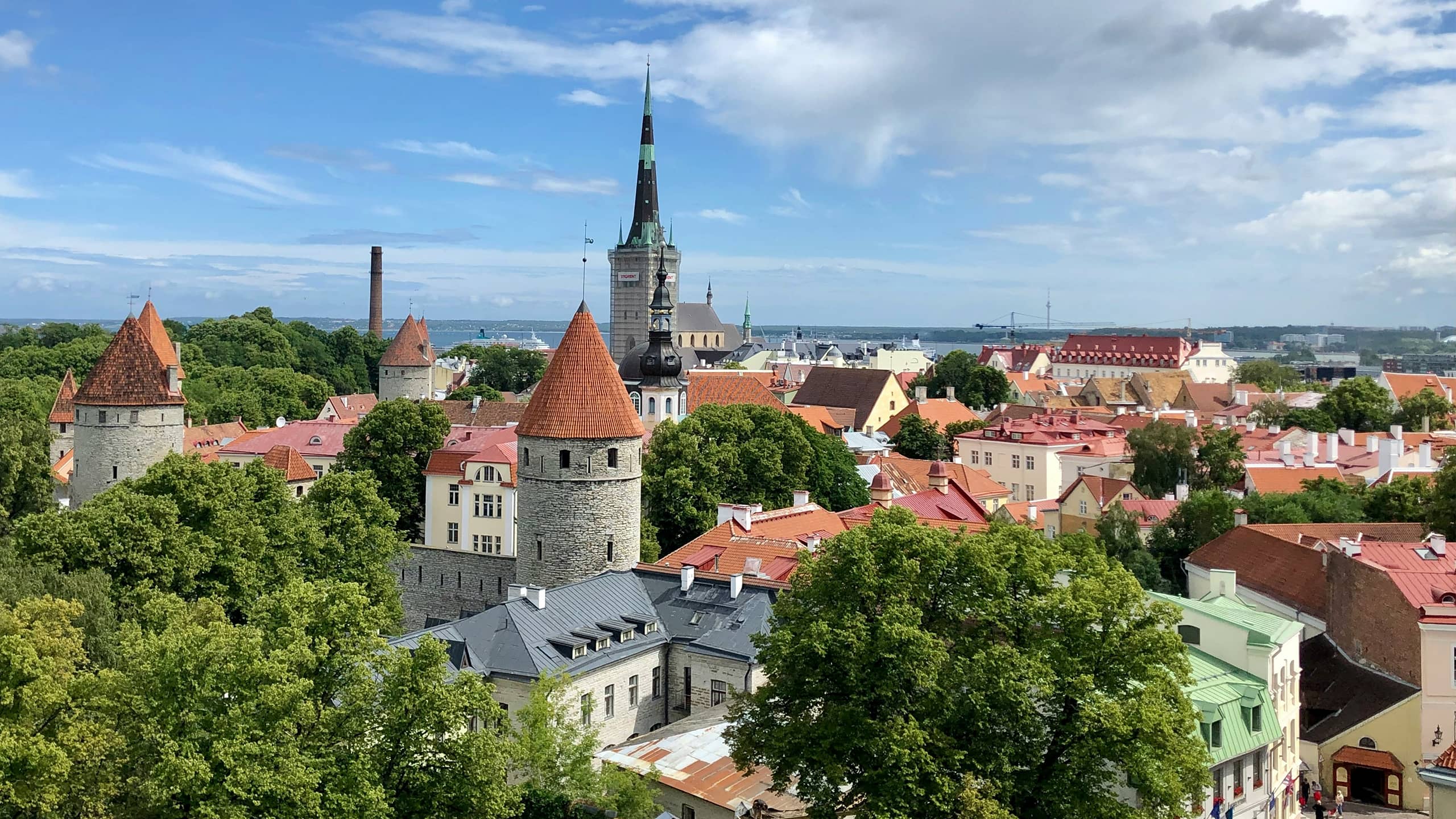 Blick über die Altstadt von Tallinn mit mittelalterlichen Türmen, roten Dächern und Kirchturm – Konferenzort der PlaceXNordic 2024 für Place Branding und Stadtmarken.