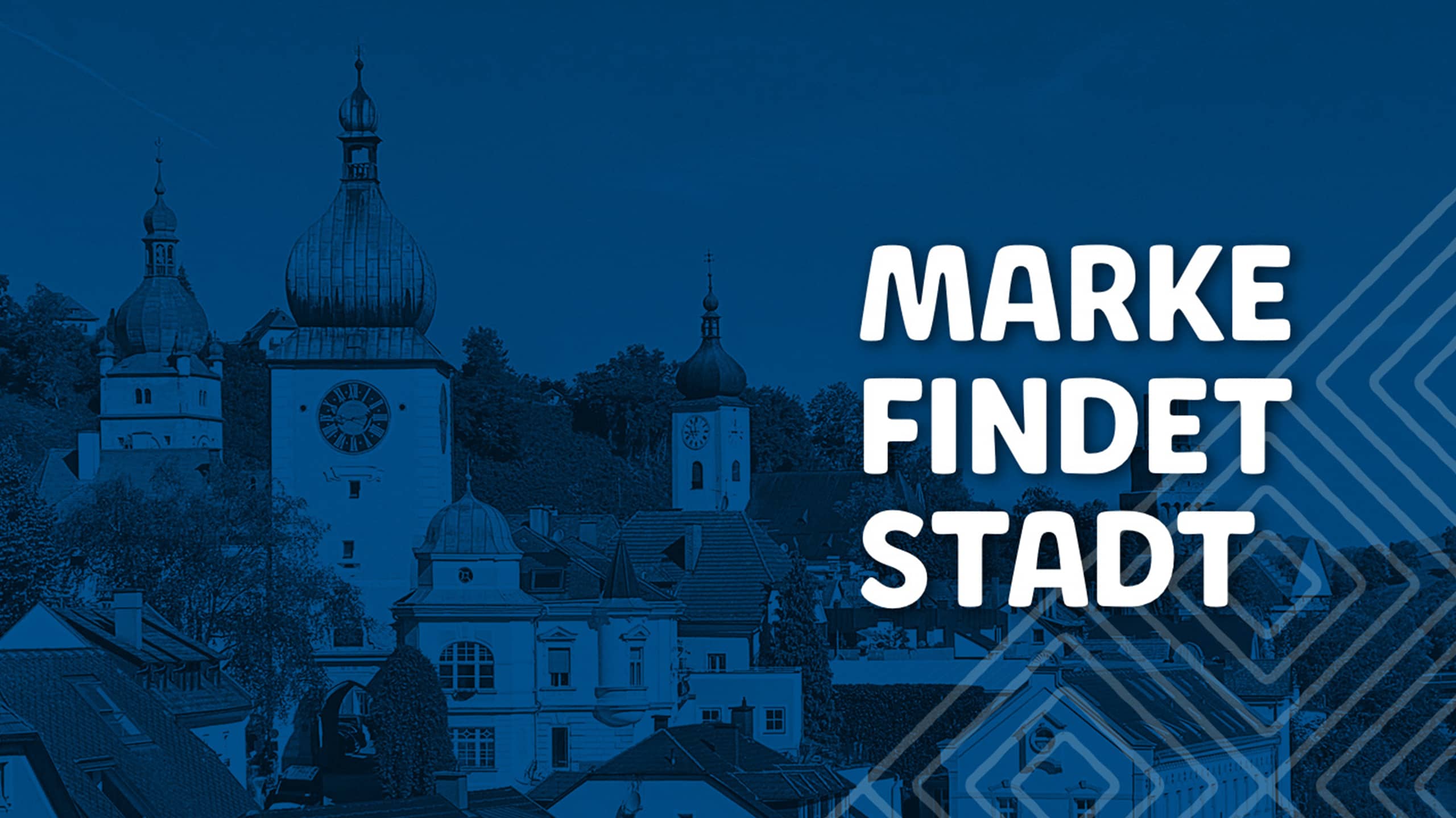 Visueller Markenauftritt von Waidhofen an der Ybbs mit Slogan „Marke findet Stadt“ – ein Beispiel für strategisch positionierte Stadtkommunikation.