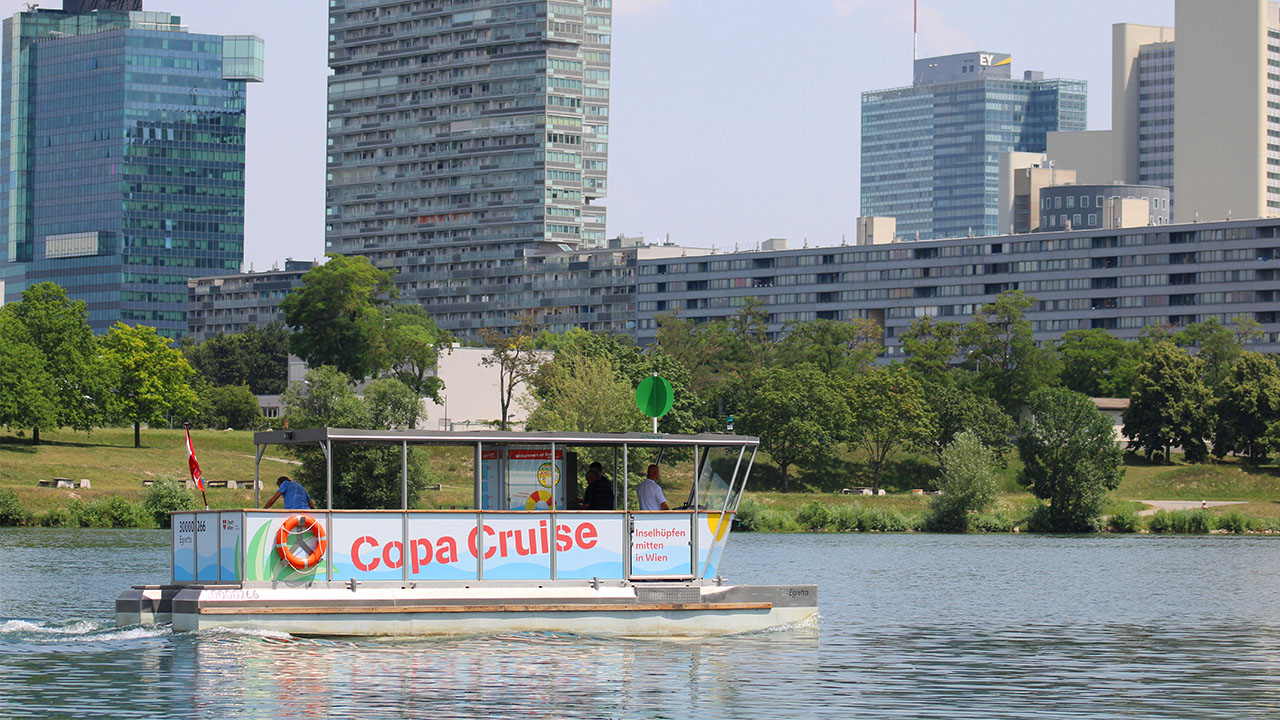 Die Copa Cruise Fähre auf der Neuen Donau. ©StadtWien/MA45/Fürthner